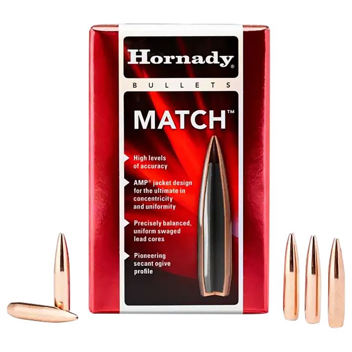 Hornady 2279 Match22 Cal .224 75 gr Hollow Point Boat Tail Match 100 Per Box/ 25 Case
