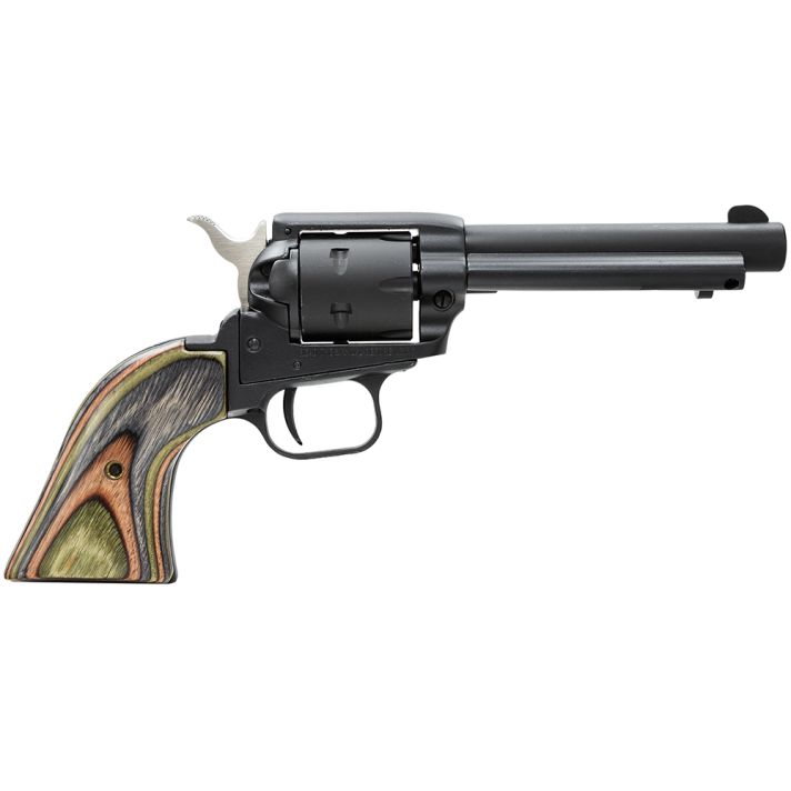 Heritage Mfg RR22MBS4 Rough Rider22 LR 22 WMR 6 Shot 4.75" Black Satin Barrel, Cylinder & Frame, Camo Laminate Grips
