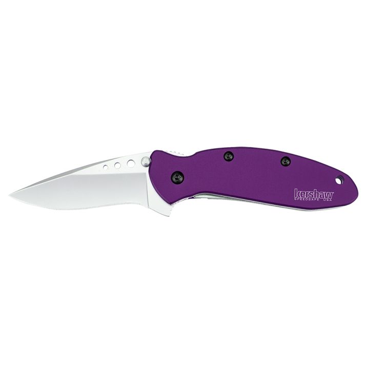 Kershaw 1620PUR Scallion2.40" Folding Drop Point Plain Bead Blasted 420HC SS Blade Purple Anodized Aluminum Handle Includes Pocket Clip