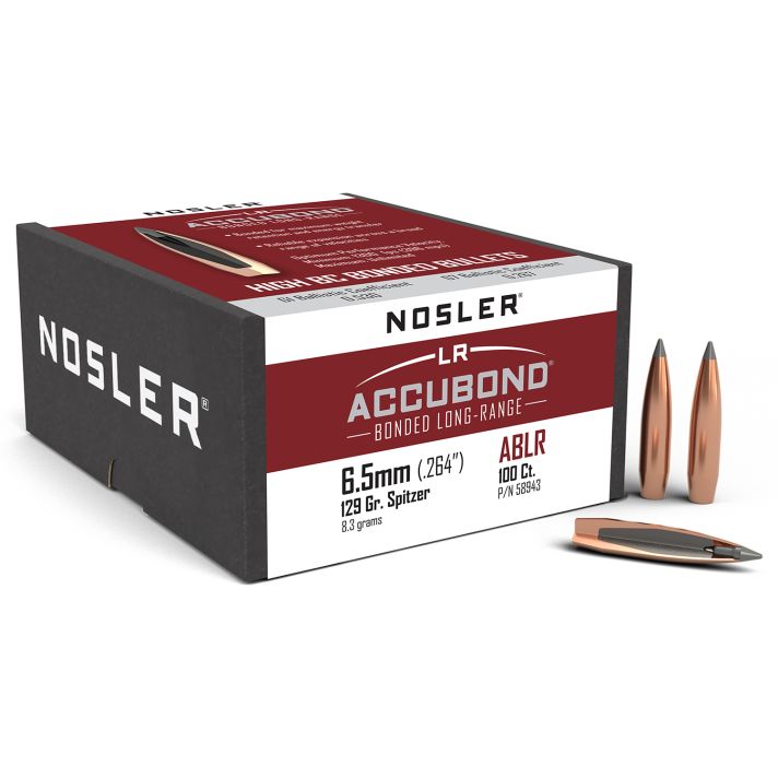 Nosler 58943 AccuBond Long Range 6.5Creedmoor 129gr Spitzer Point 100/Box