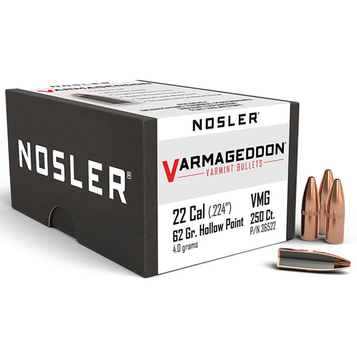 Nosler 36522 Varmageddon22Cal 62gr Flat Base Hollow Point 250/Box