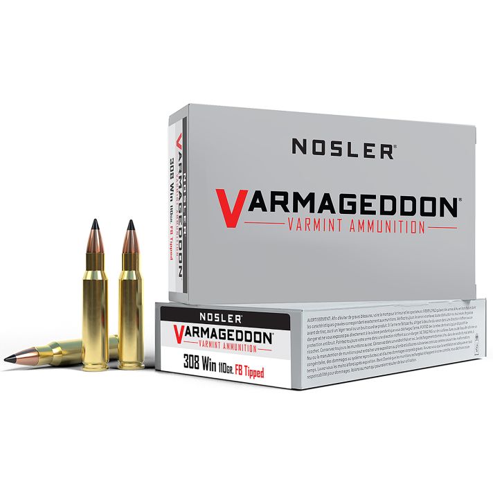 Nosler 40272 Varmageddon308Win 110gr Flat Base Tipped 20 Per Box/10 Case