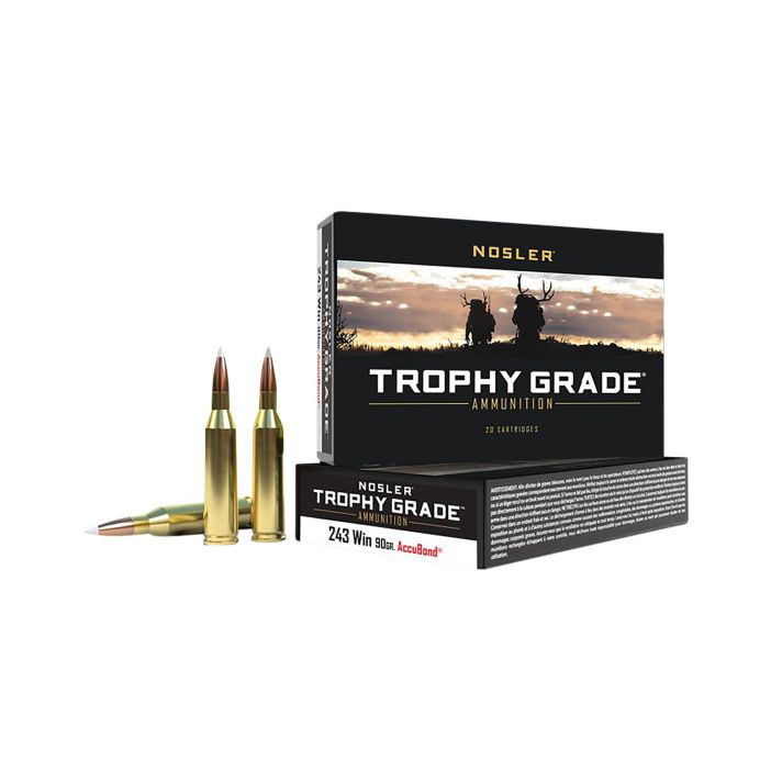 Nosler 48263 Trophy Grade243Win 90gr Nosler AccuBond 20 Per Box/10 Case