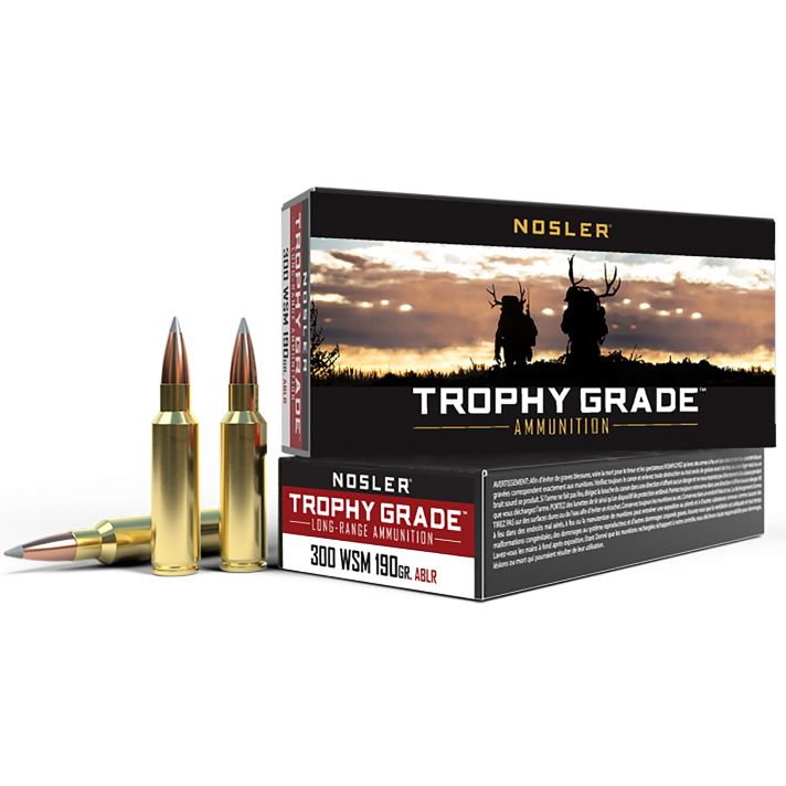 Nosler 60106 Trophy Grade Long-Range 300WSM 190gr Nosler Spitzer AccuBond Long Range 20 Per Box/10 Case