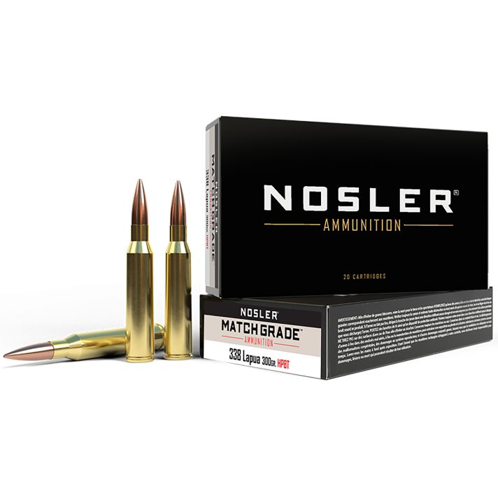 Nosler 43136 Match Grade338LapuaMag 300gr Custom Competition Hollow Point Boat Tail 20 Per Box/10 Case