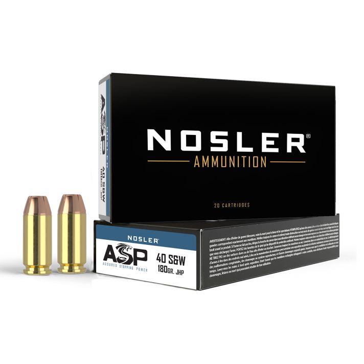 Nosler 51212 Assured Stopping Power Handgun 40S&W 180gr Jacketed Hollow Point 50 Per Box/10 Case