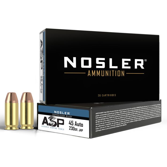Nosler 51284 Assured Stopping Power Handgun 45ACP 230gr Jacketed Hollow Point 50 Per Box/10 Case