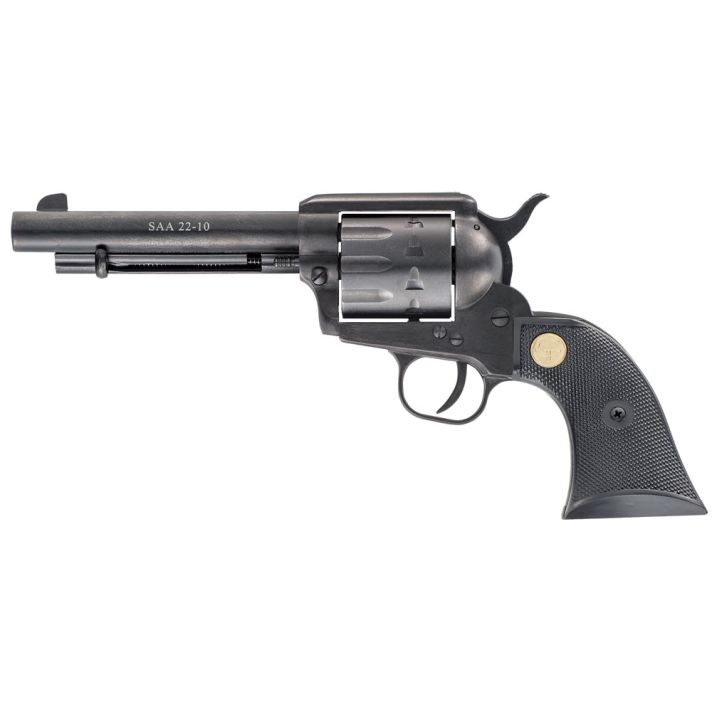 Chiappa Firearms CF340160 SAA 1873Medium Frame 22 LR 10 Shot, 5.50" Blued Steel Barrel, Blued Steel Frame, Blued Cylinder, Black Plastic Grip, Exposed Hammer