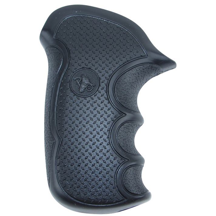 Pachmayr 02475 Diamond Pro Grip Diamond Checkering Black Rubber with Finger Grooves for Taurus Compact Public Defender with Polymer Frame