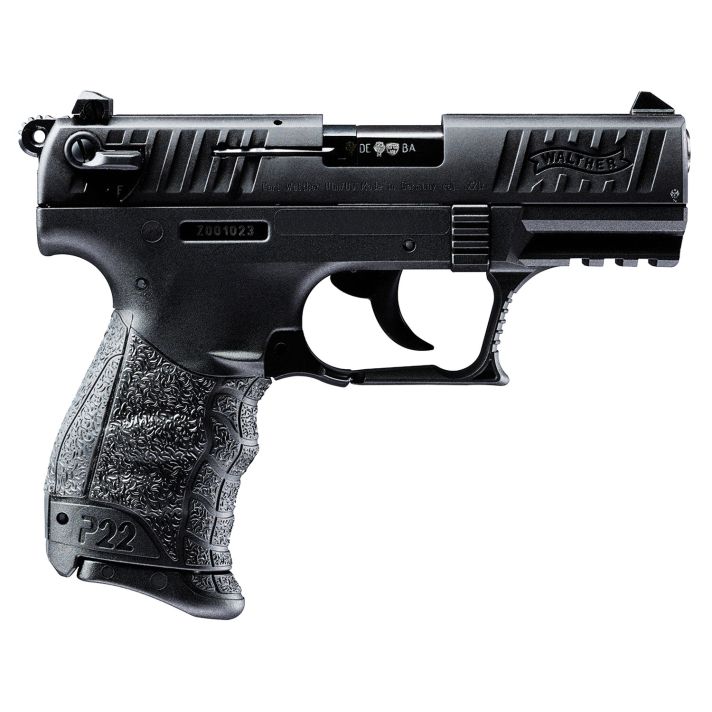 Walther Arms 5120333 P22 *CA Compliant 22 LR 10+1 3.42" Matte Black Tenifer Serrated/Steel Slide, Black Polymer Frame w/Picatinny Rail, Black Interchangeable Backstrap Grips