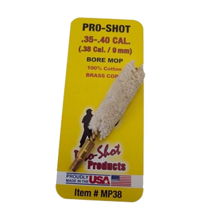 Pro-Shot MP38 Bore Mop.35 - .40 Cal Pistol #8-32 Thread 100% Cotton Brass Core