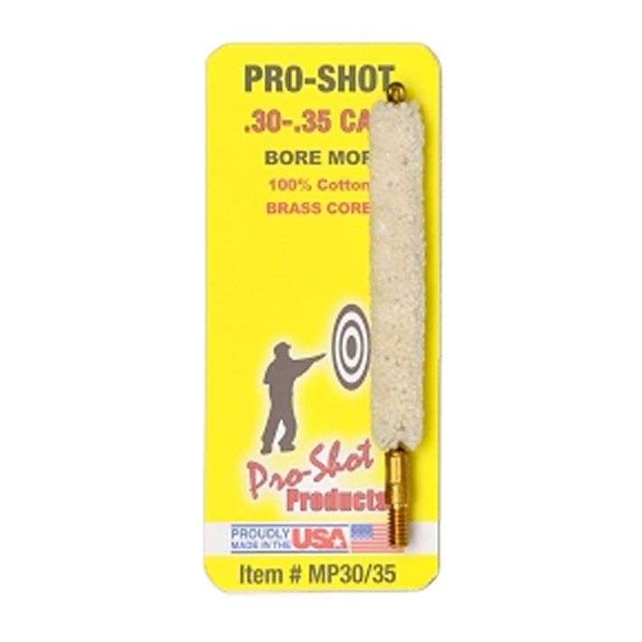 Pro-Shot MP3035 Bore Mop.30 - .35 Cal Rifle #8-32 Thread Cotton 1.75" Long