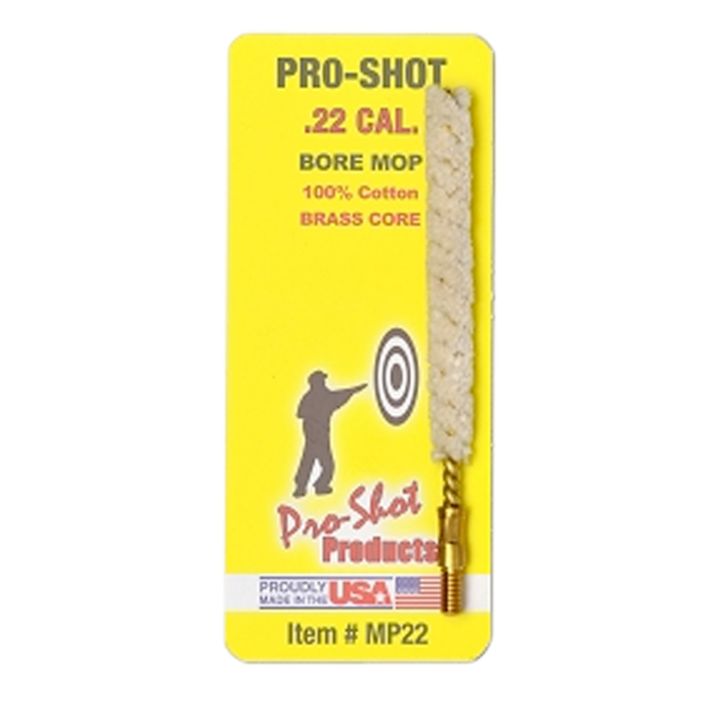 Pro-Shot MP22 Bore Mop.22 Cal Handgun/Rifle #8-32 Thread Cotton 1.75" Long