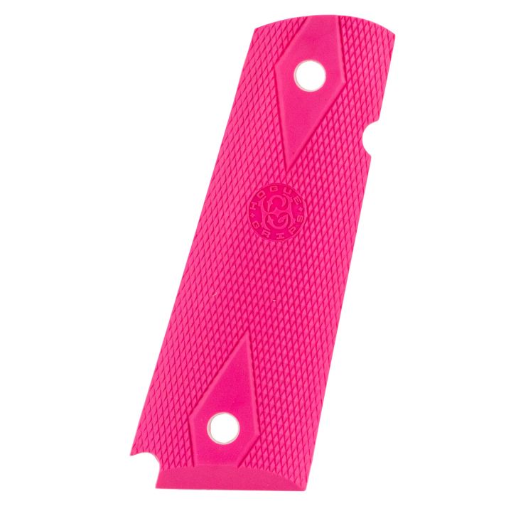 Hogue 45017 OverMolded Grip Panels Checkered Pink Rubber for 1911 Government