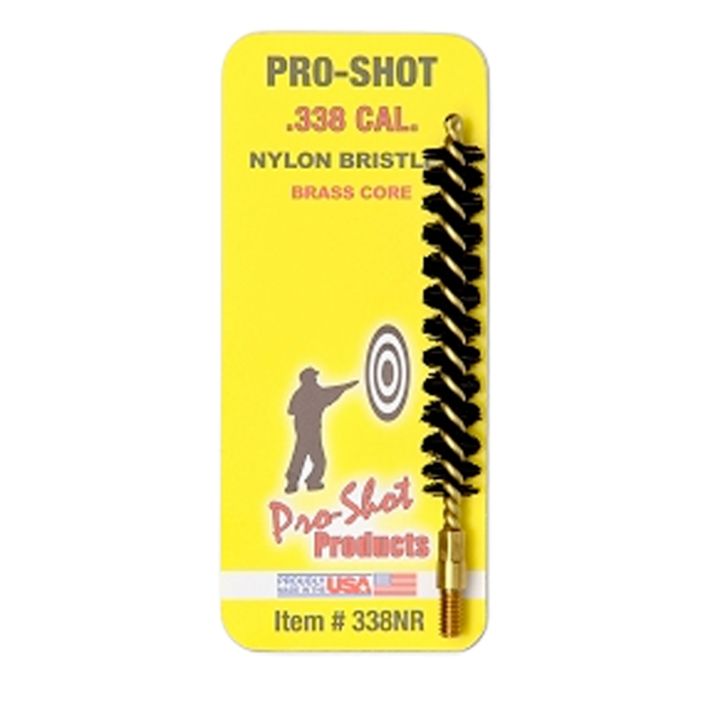 Pro-Shot 338NR Bore Brush.338 Cal Rifle #8-32 Thread Nylon Bristles Brass Core