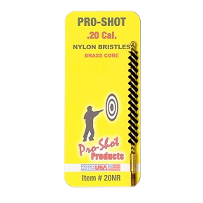 Pro-Shot 20NR Bore Brush.20 Cal Rifle #5-40" Thread Nylon Bristles Brass Core