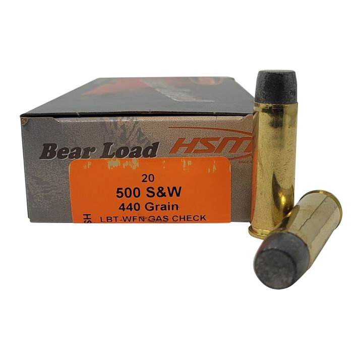 HSM 500SW6N Bear Load500 S&W Mag 440 gr Wide Flat Nose 20 Per Box/ 25 Case