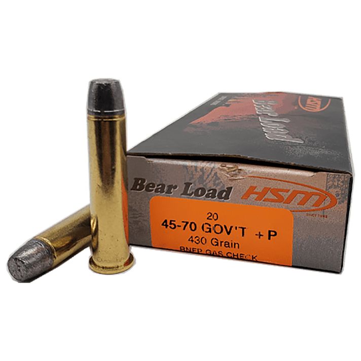 HSM 457012N Bear Load45-70 Gov 430 gr Round Nose Flat Point 20 Per Box/ 25 Case