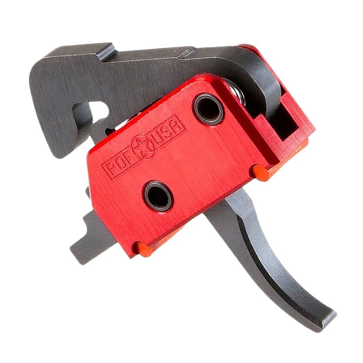Patriot Ordnance Factory 00457 Drop-InSingle-Stage Curved Trigger with 4.50 lbs Draw Weight & Black/Red Finish for AR-Platform