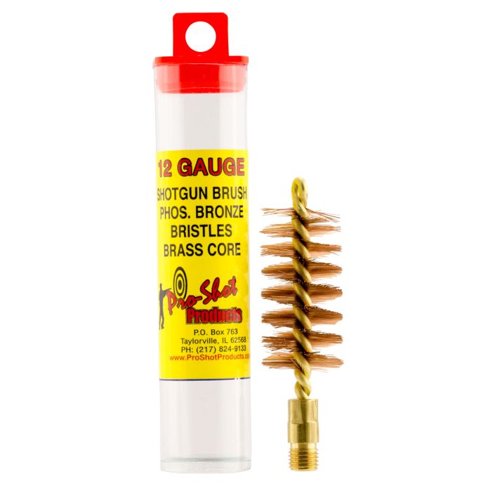 Pro-Shot 12S Bore Brush12 Gauge Shotgun #5/16-27 Thread Bronze Bristles Looped Tip Brass Core