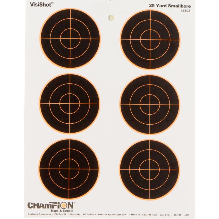 Champion Targets 45803 VisiShotBullseye Paper Hanging 25 yds Small Bore Rifle 8.50" x 11" Black/White 10 Pack