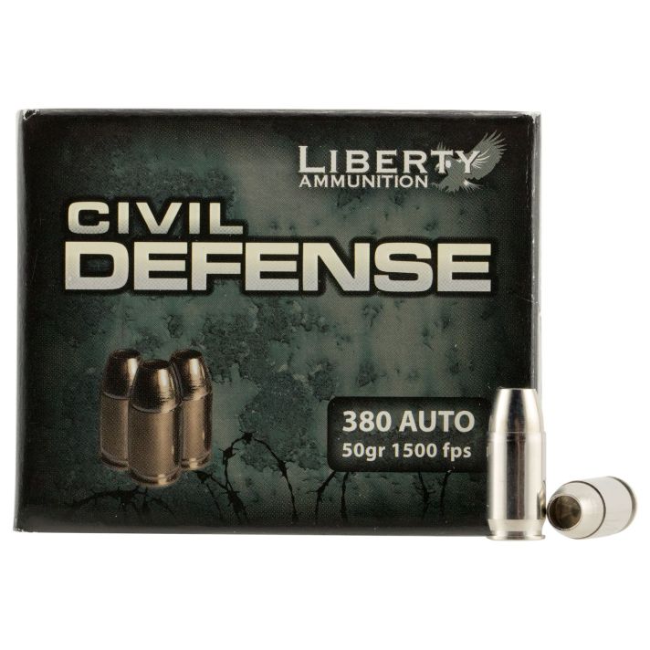 Liberty Ammunition LACD380023 Civil Defense380ACP 50gr Lead Free Fragmenting Hollow Point 20 Per Box/50 Case