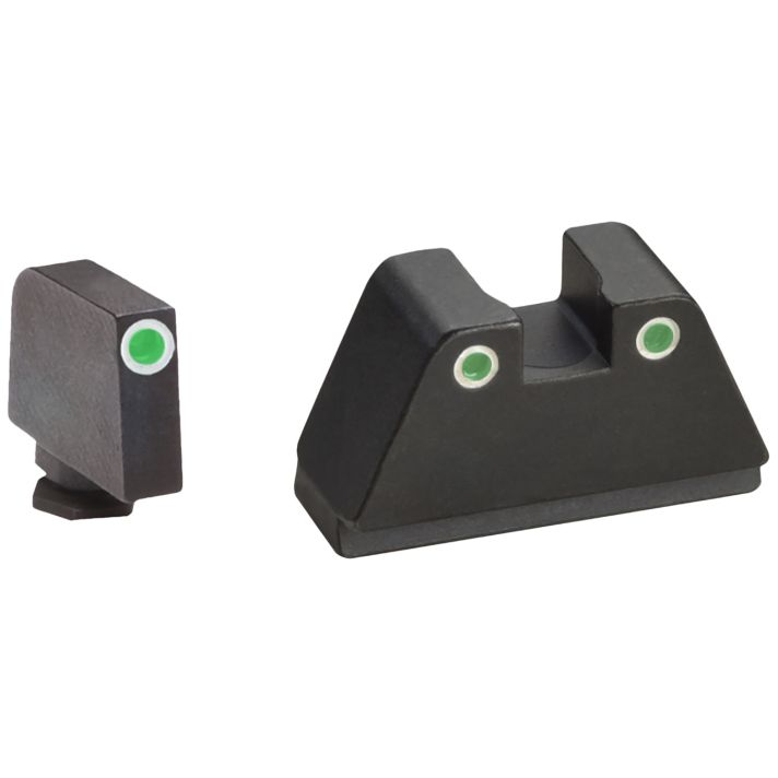 AmeriGlo GL329 Optic Compatible Sight Set for GlockXL Tall Green Tritium White Outline Front Sight-Green Tritium White Outline Rear Sight