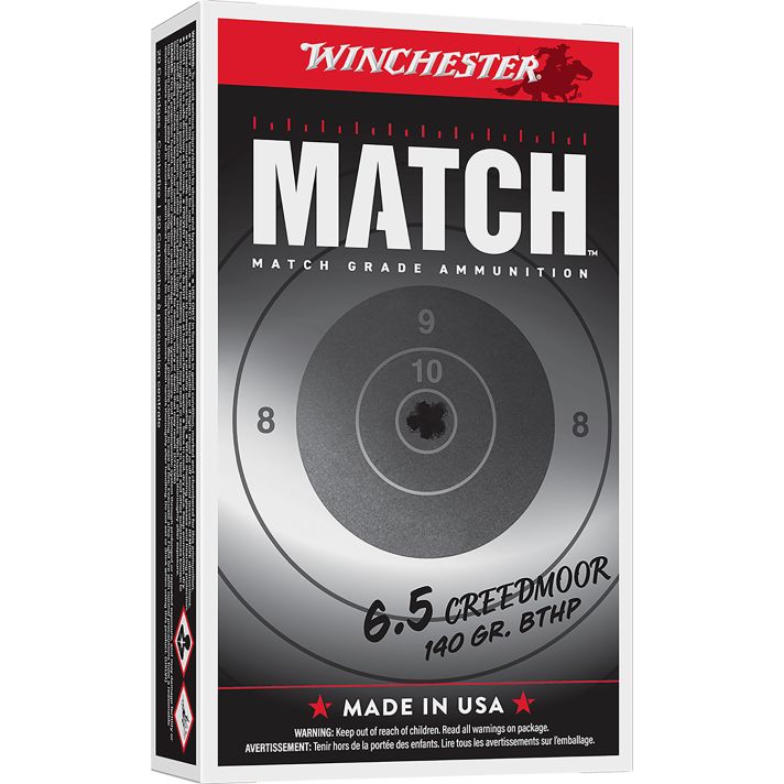 Winchester Ammo S65CM Match6.5Creedmoor 140gr Sierra MatchKing BTHP 20 Per Box/10 Case