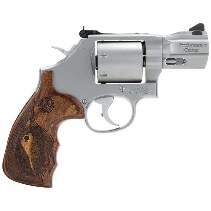 Smith & Wesson 170346 Performance Center Model 686 38 S&W Spl +P, 357 Mag 7rd 2.50" Stainless Steel Barrel, Unfluted Cylinder, Matte Silver Stainless Steel Frame with Wood Grip Includes Moon Clips