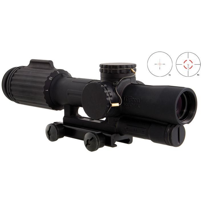 Trijicon 1600001 VCOGBlack Hardcoat Anodized 1-6x 24mm LED Red Segmented Circle w/Crosshair 223 77gr Reticle
