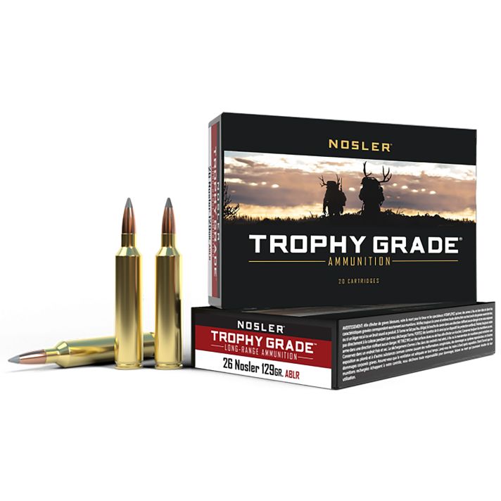 Nosler 60110 Trophy Grade Long-Range 26Nosler 129gr Nosler Spitzer AccuBond Long Range 20 Per Box/10 Case