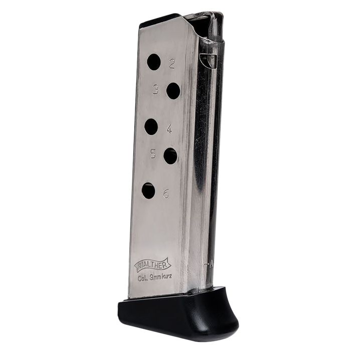 Walther Arms 2246010 PPK6rd Detachable w/Finger Rest 380 ACP Nickel Steel