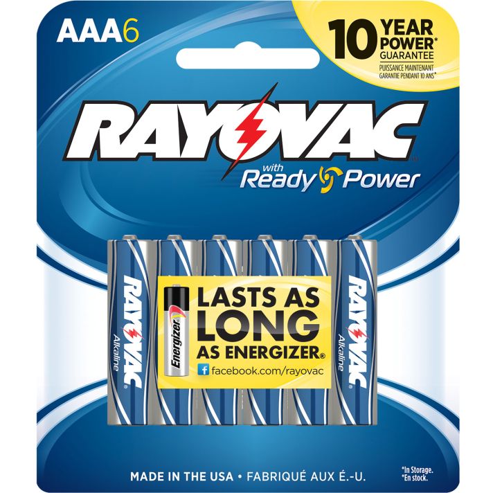 Rayovac 8246T AAA HIGH ENREGY Alkaline BatteriesSilver/Blue 1.5 Volts 2,700 mAh (6) Single Pack