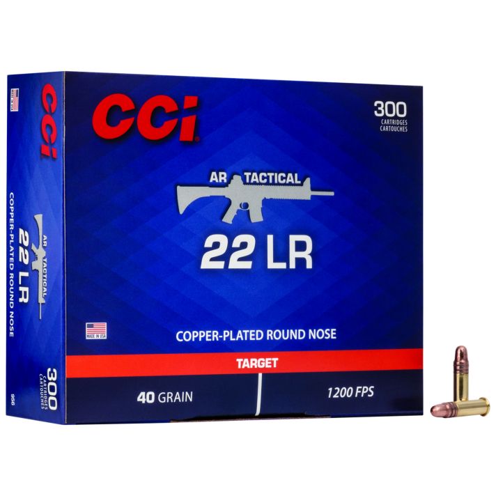 CCI 956 AR Tactical22LR 40gr Copper Plated Round Nose 300 Per Box/10 Case