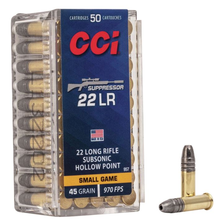 CCI 957 Suppressor Small Game 22LR 45gr Lead Hollow Point 50 Per Box/100 Case