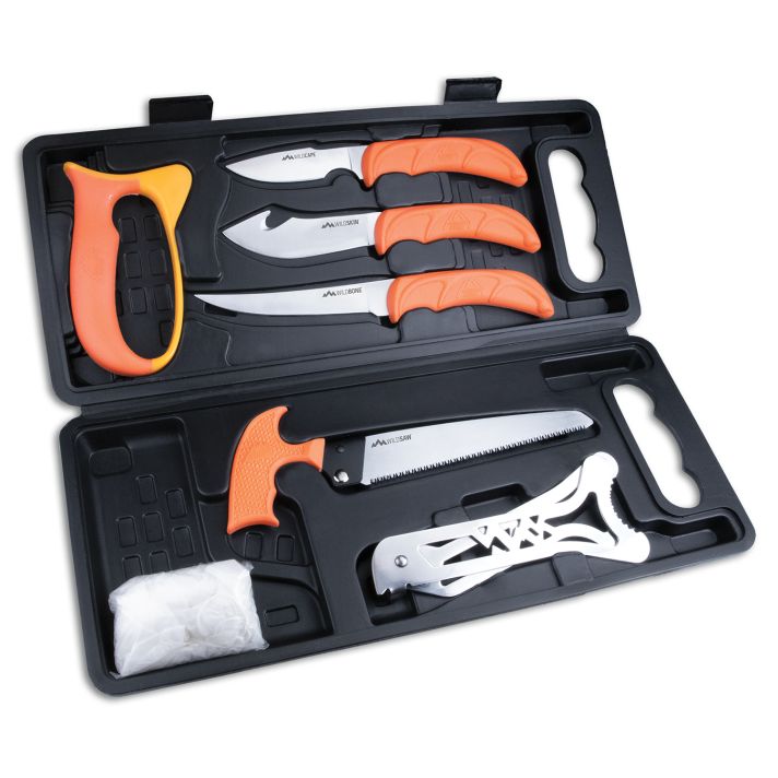 Outdoor Edge WP2 Wild PakMultiple Skinner w/Gut Hook/Saw/Caper Plain/Saw 420J2 Stainless Steel Blade FRN Orange Handle