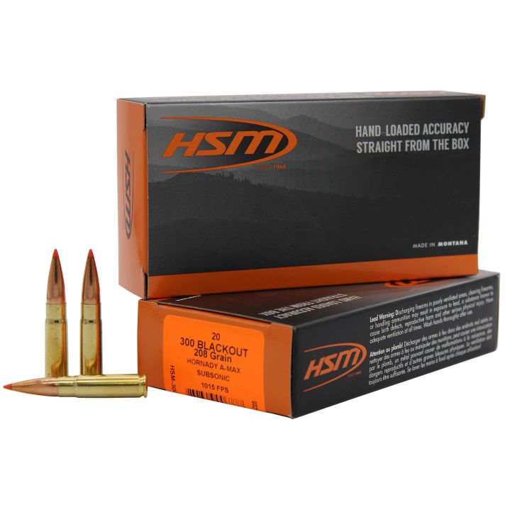 HSM 300BLK1N Match300 Blackout 208 gr Hornady A Max 20 Per Box/ 25 Case