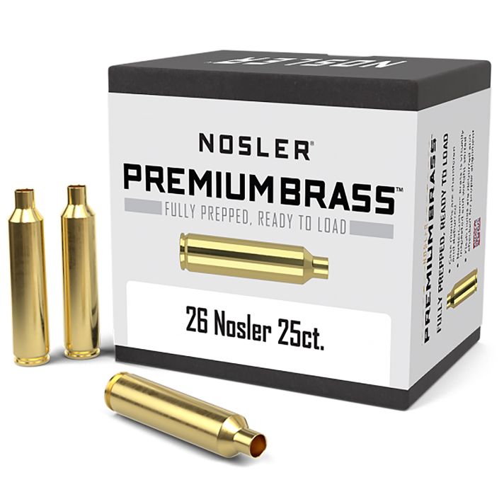 Nosler 10140 Premium Brass Unprimed Cases 26Nosler Rifle Brass 25/Box