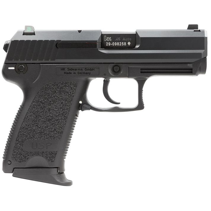 HK 81000343 USP Polymer Frame 45 ACP 8+1 3.78" Polygonal Rifled Barrel, Black Serrated Slide, Black Polymer Frame, Black Polymer Grip, Ambidextrous