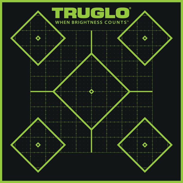 TruGlo TG14A6 Tru-See 5- Diamond Target Self-Adhesive Heavy Paper Black/Green 12"x12" 6 Pack