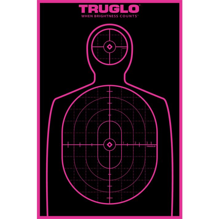 TruGlo TG13P6 Tru-See Handgun Target Self-Adhesive Heavy Paper Black/Pink 12"x18" Silhouette 6 Pack