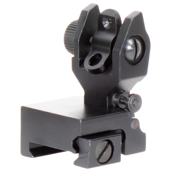 Aim Sports MT201 AR Low Profile Rear Flip Up SightBlack Anodized Low Profile for AR-15