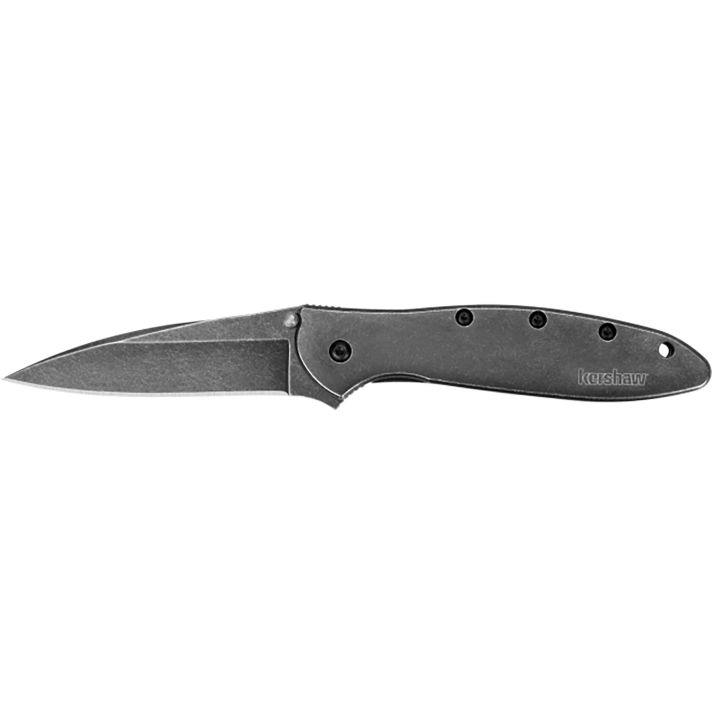 Kershaw 1660BLKW Leek3" Folding Drop Point Plain Black DLC 14C28N Steel Blade Blackwash 410 Stainless Steel Handle Includes Pocket Clip