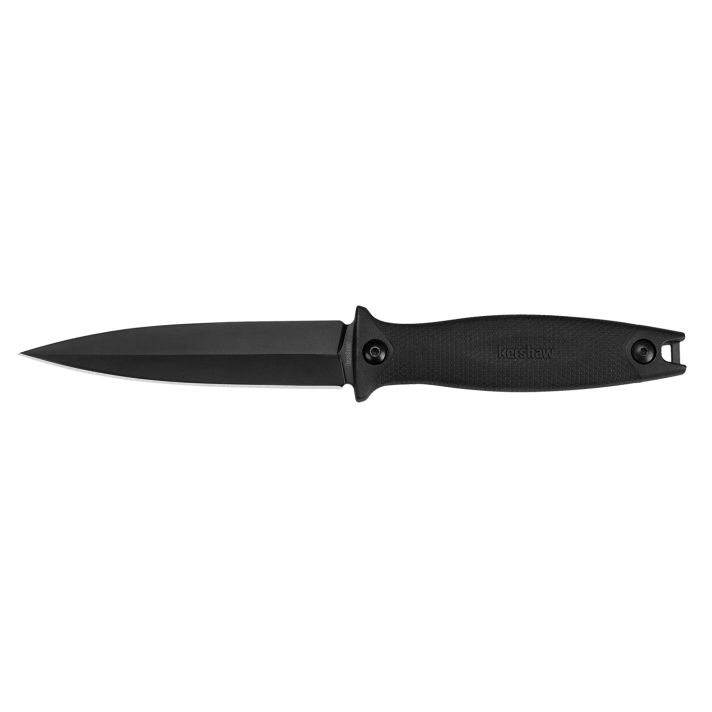 Kershaw 4007 Secret Agent4.40" Fixed Spear Point Plain Black Oxide 8Cr13MoV SS Blade Black Glass-Filled Nylon Handle Includes Sheath