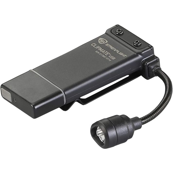 Streamlight 61126 ClipMate USB Clip-On LightBlack 0.2/0.5/10/70 Lumens White/Red LED