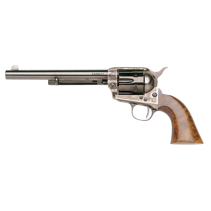 Taylors & Company 550907 1873 Cattleman SAO 45 Colt (LC) Caliber with 7.50" Blued Finish Barrel, 6rd Capacity Blued Finish Cylinder, Color Case Hardened Finish Steel Frame & Walnut Grip