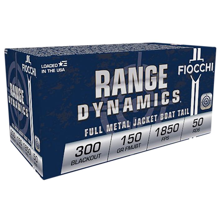 Fiocchi 300BLKC Range Dynamics300Blackout 150gr Full Metal Jacket Boat Tail 50 Per Box/10 Case