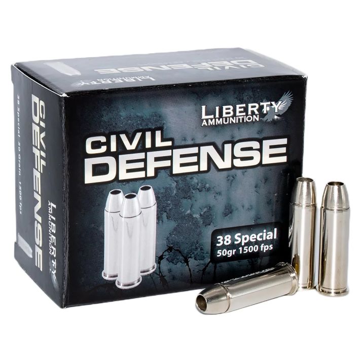 Liberty Ammunition LACD38025 Civil Defense38Special 50gr Lead Free Fragmenting Hollow Point 20 Per Box/50 Case