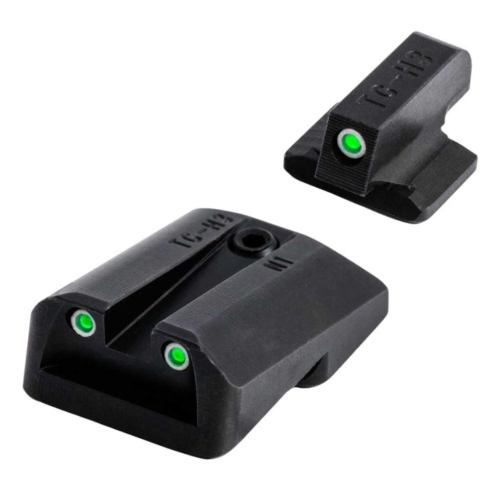 TruGlo TG231G1A TritiumGreen Tritium Front & Rear/Black Nitride Fortress Frame, Compatible w/Glock 42/43/43X/48 Except MOS, Front Post/Rear Dovetail Mount