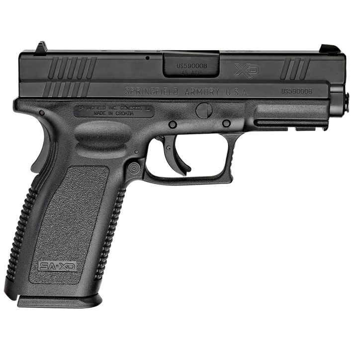 Springfield Armory XD9611 XD Service *CA Compliant 45 ACP 10+1, 4" Black Melonite Steel Barrel & Serrated Slide, Black Polymer Frame w/Picatinny Rail, Black Polymer Grip